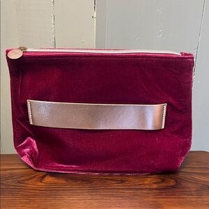 Velvet Cosmetic Bag in Rich Burgundy